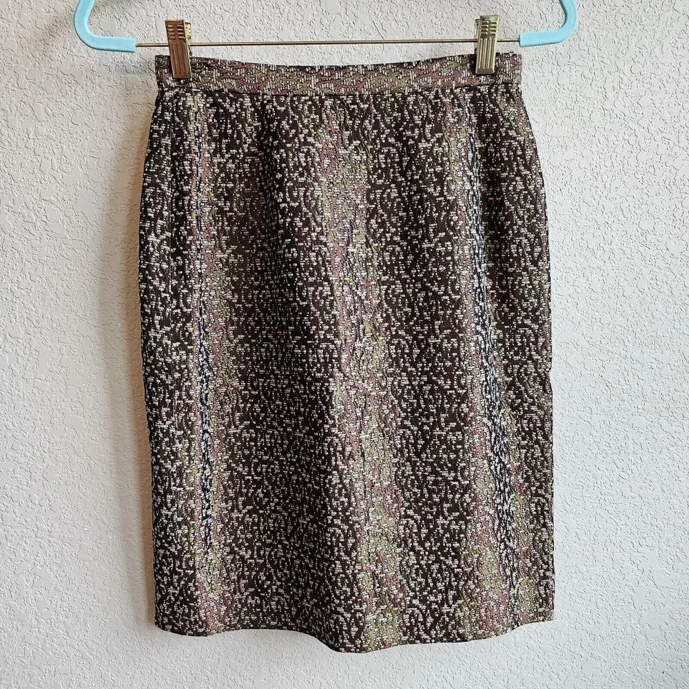 Oscar De La Renta Copper Metallic Skirt Suit Size 6, Sophisticated Classic Vtg
